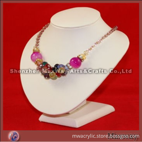 Write bust acrylic/lucite jewelry/necklace/bracelet display/holder stand with square base